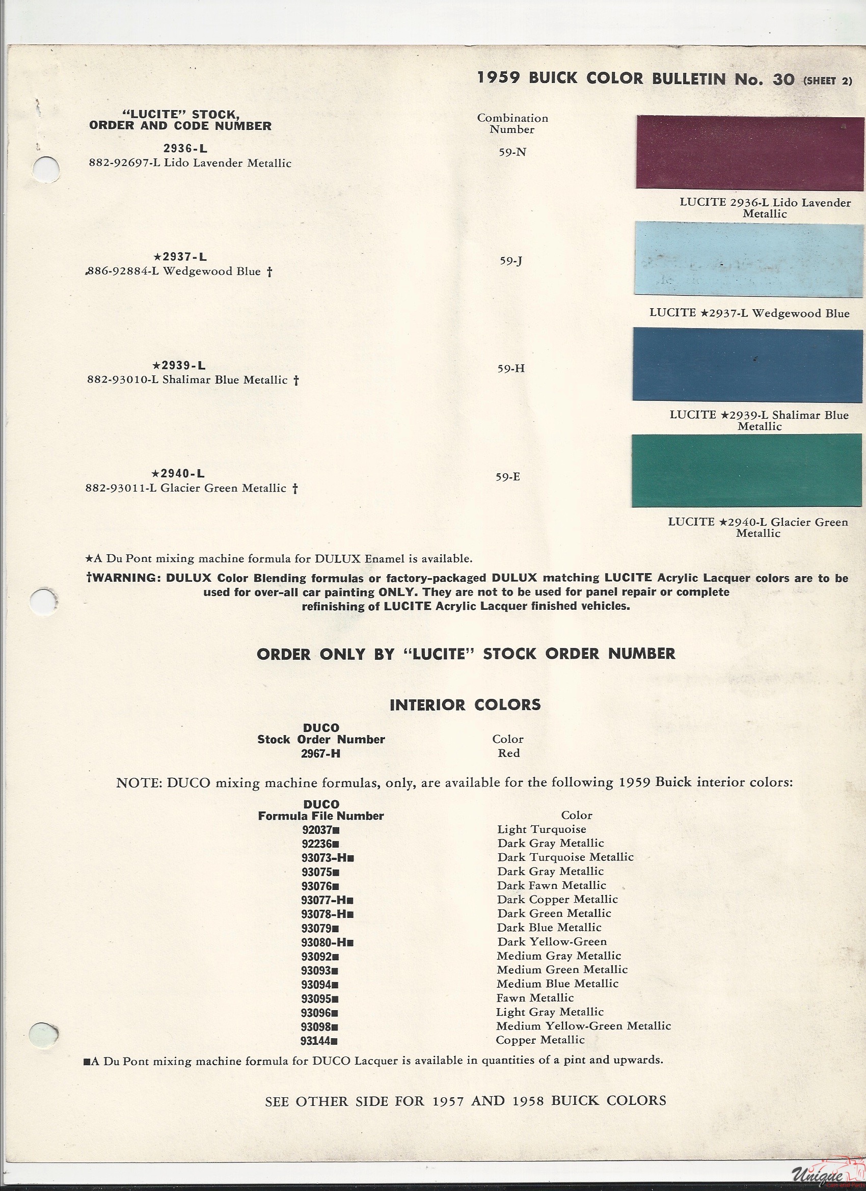 1959 Buick-2 Paint Charts